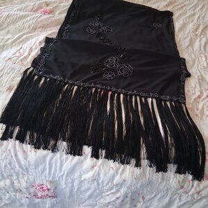 Silk  shawl with fringe and beading